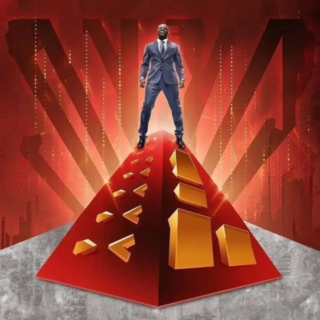 Man Standing Atop Pyramid Symbolizing Growth Mindset Culture Success At Hustle Culture Co.