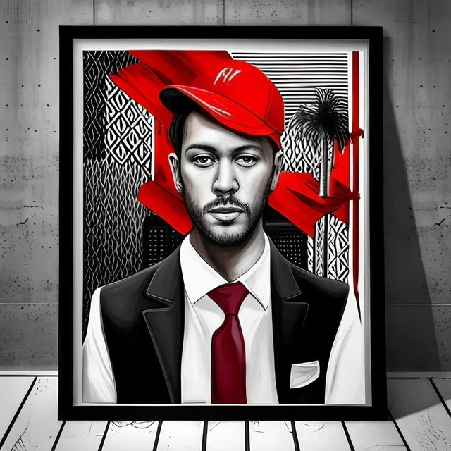 Man In Red Hat Painting Showcasing Clothes Street Style By Hustle Culture Co.