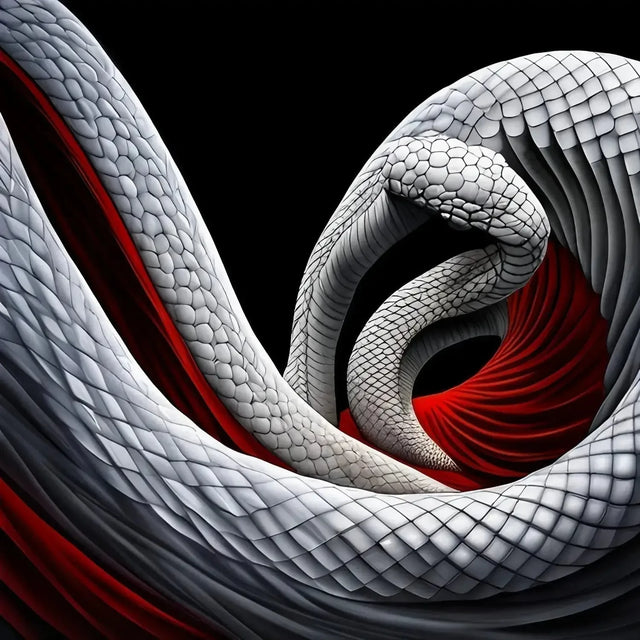 White Snake With Red And Black Stripes Symbolizing Corporate Carnivores And Workplace Snakes.