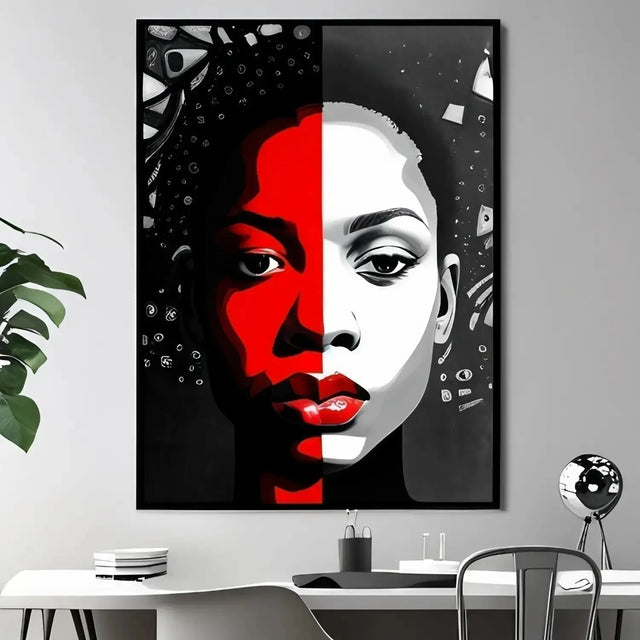 Effective Leadership Style Showcased In Painting Of Woman’s Face With Red And Black Paint