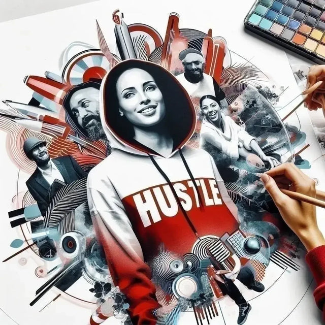 Woman Drawing Hustle Culture Poster, Embodying Hard Work And Smart Strategies.