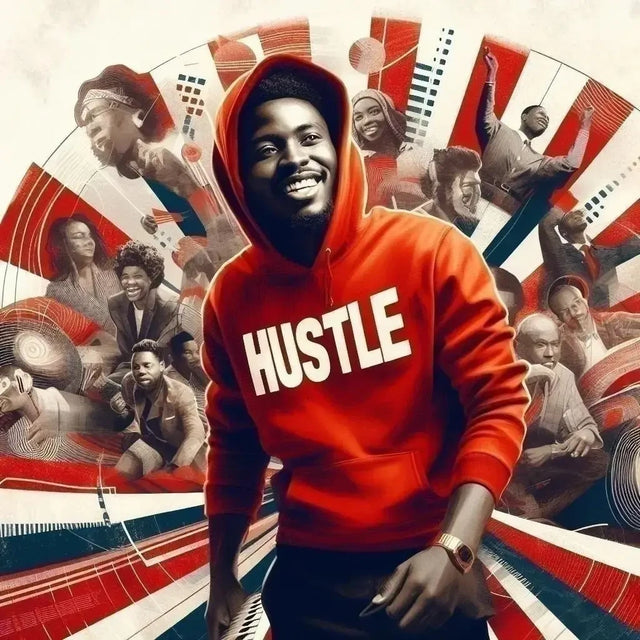 Man In Hoodie Represents Hustle Culture Leading To Easy Life Before a Large Audience.