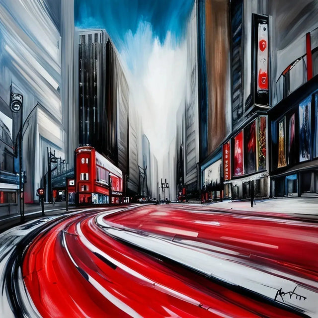 Mastering Focus With a Painting Of City Street And Red Buses For Productivity Article.