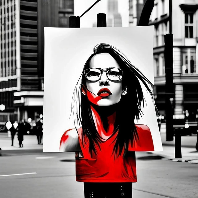 Woman With Glasses Holding Red Poster On Dealing With Haters To Stay Positive