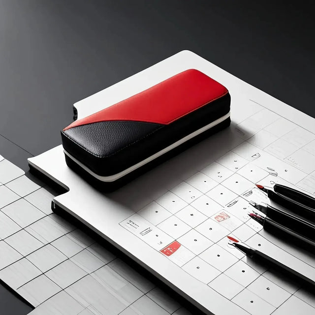 Red And Black Case On White Table For Grouping Similar Tasks In Demanding Environments