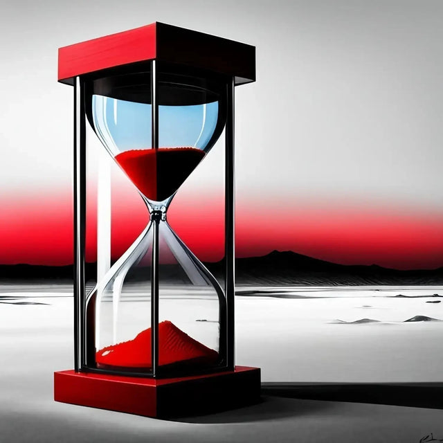 Effective Time Management Concept With Red Sand Hourglass For Mastering Hustle Culture
