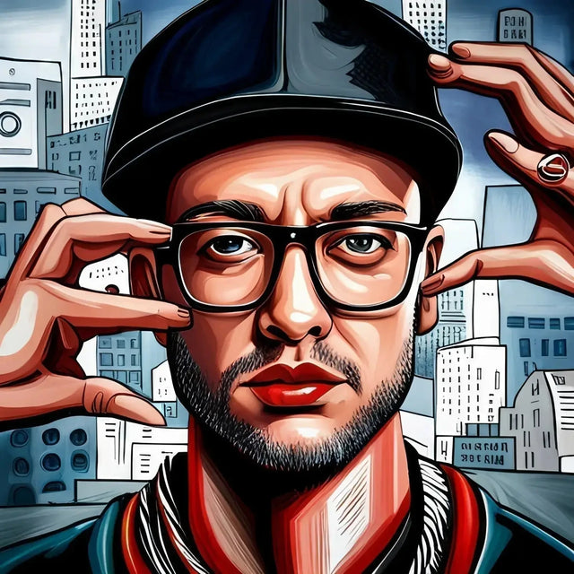 Man With Glasses And Hat Embodying Focused Action To Overcome Information Overload.
