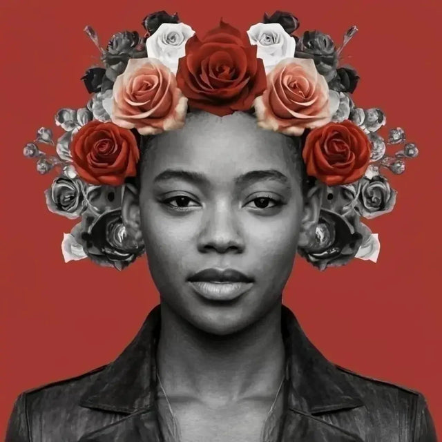 Black Excellence Redefined: Woman With Roses On Head Inspiring Future Generations.