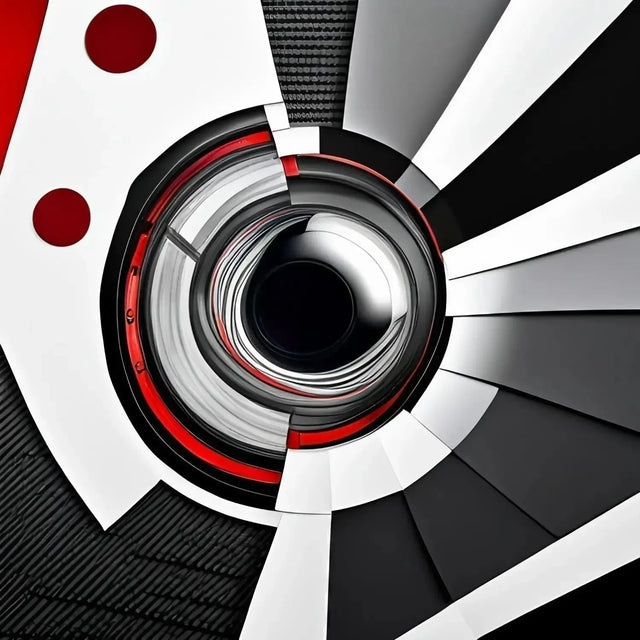 Black And White Spiral With Red Accents Symbolizing Balancing Success Amidst Hustle Culture.