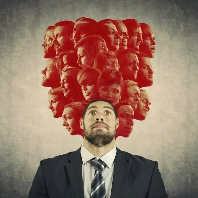 Man With Many Heads Symbolizing Staying Motivated Despite Complex Tasks