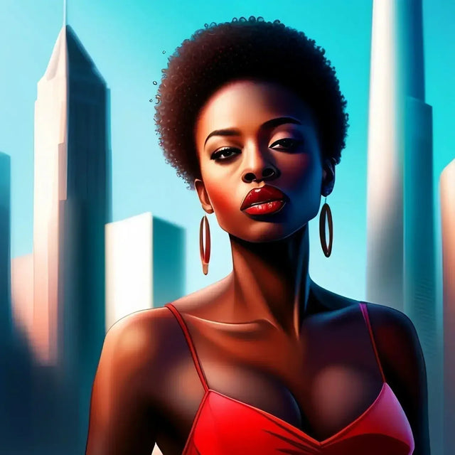 Woman In Red Dress Before City Skyline, Symbolizing Taking Action For Authentic Relationships In 2024.