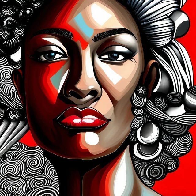 Woman With Curly Hair On a Red Background Embodying Personal Alchemy And Transforming Life.
