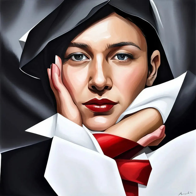 Continuous Learning Concept With Painting Of Woman Wearing Red Tie Symbolizing Growth Mindset