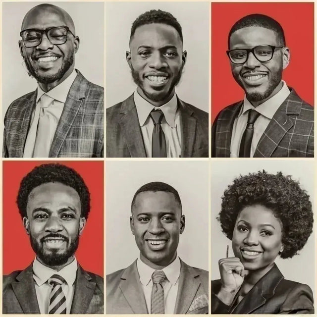 Diverse Black Entrepreneurs Showing Various Facial Expressions In 2024