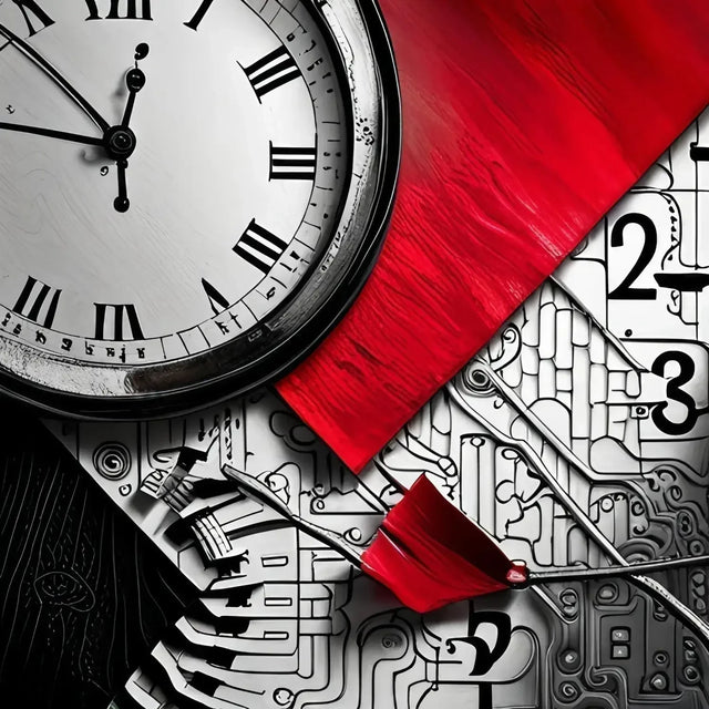 Time Management Clock Wrapped In Red Ribbon For Hustle Driven Time Blocking Strategy