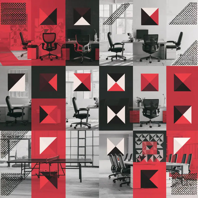 Geometric Red And Black Shapes Representing Effective Leadership In a Stress-free Work Environment.