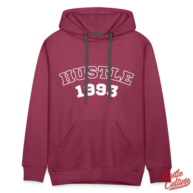 Red 1993 Vintage Hustle Hoodie By Hustle Culture With White ’hustle’ Design