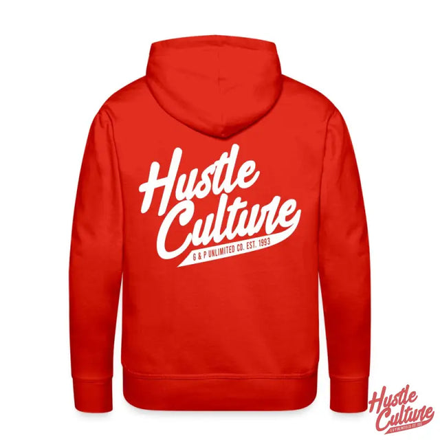 Red 1993 Vintage Hustle Hoodie By Hustle Culture With ’hot Culture’ Slogan