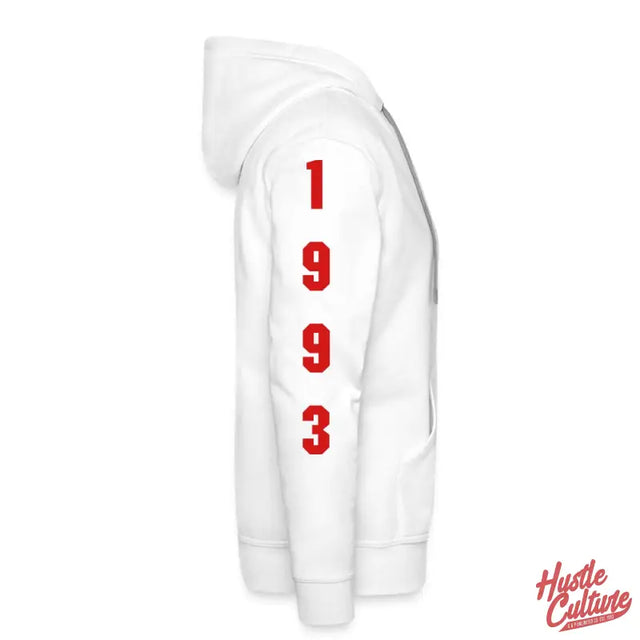 Hustle Culture Premium White Hoodie With Number 9 Design