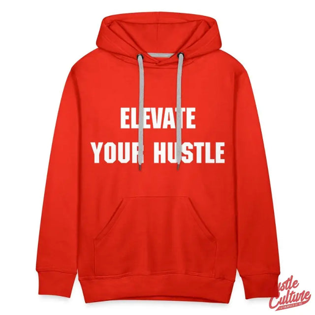 Red Premium Hoodie By Hustle Culture With ’elve You Hu’ Displayed