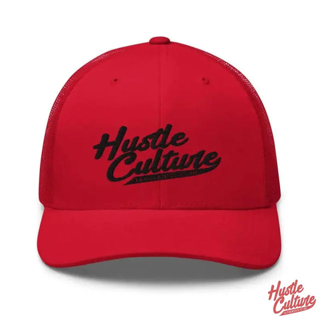 Red Hat With ’hustle Guitars’ Logo - Classic Trucker Cap For a Day In The Sun