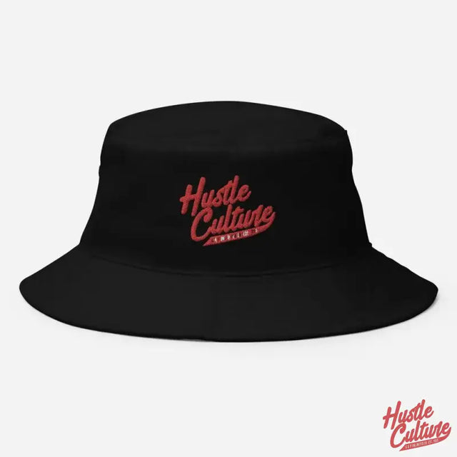 Black Cotton Bucket Hat With ’hoolee’ Lettering - Hustle And Culture Showcase