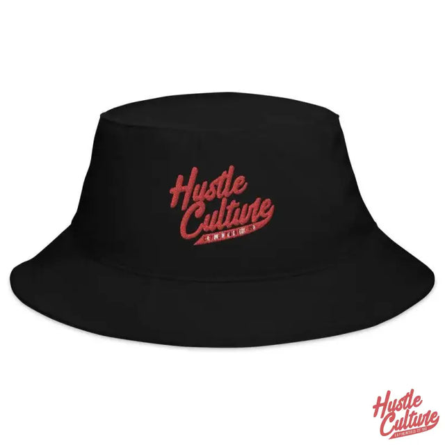 Black Cotton Bucket Hat With ’hate Culture’ For Hustle And Culture