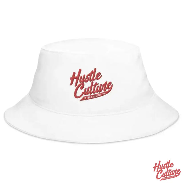 White Cotton Bucket Hat For Hustle Culture
