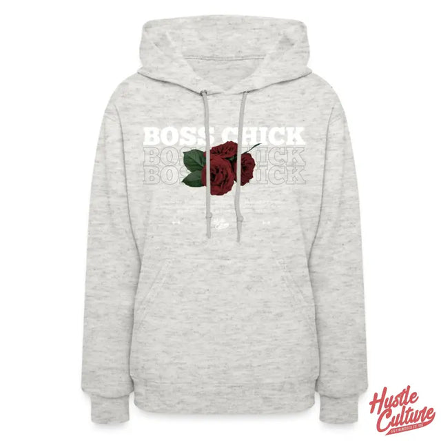 Empowered Chick Hoodie With Red Rose Design