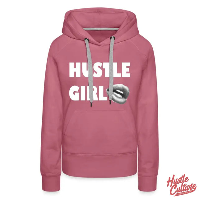Empowering Girl Hoodie With Hustle Girl Lips Print