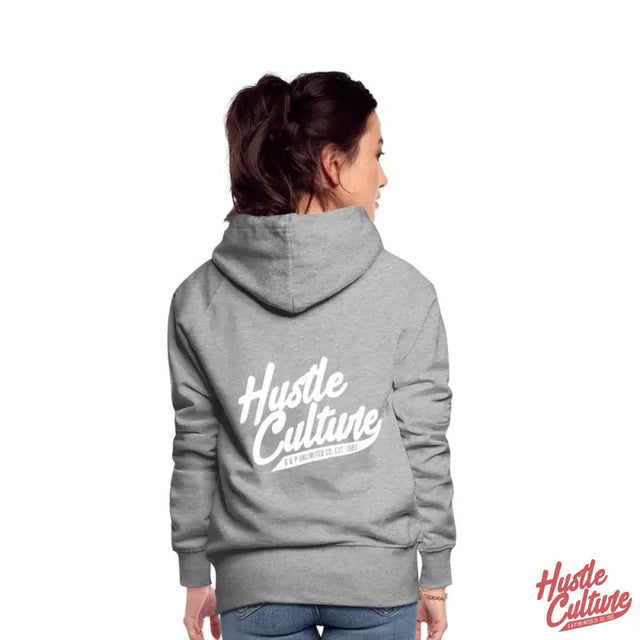 Empowering Girl Hoodie: Grey Hoodie With ’hustle Girl’ Design By Hut Culture