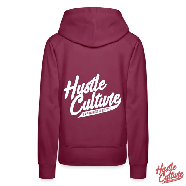Empowering Girl Hoodie In Maroon With ’hut Culture’ In White