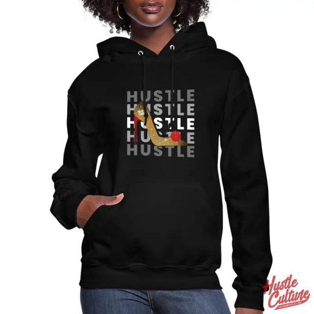 Woman Wearing Black Empowerment Blend Hoodie With Fistle Fistle