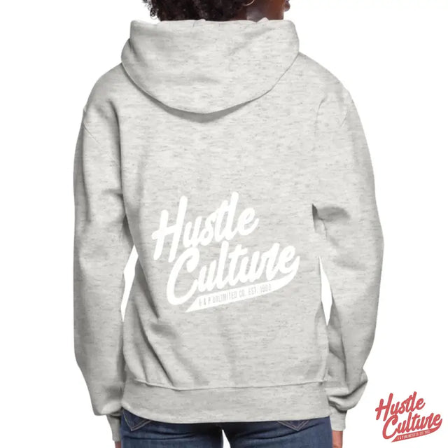 Empowerment Blend Hoodie With ’hustle Culture’ Design Worn By Woman
