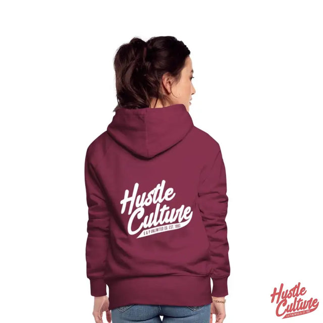 Empowerment Hoodie Featuring a Boss Chick In Maroon Hoodie With ’hustle’ Design