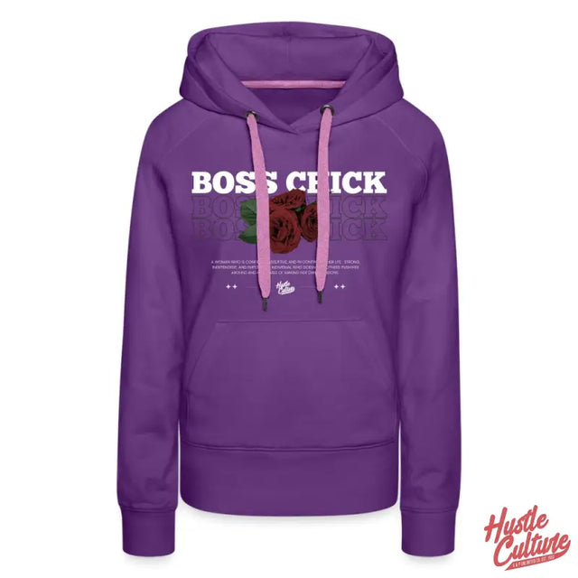Empowerment Hoodie By Hustle Culture: Boss Chick Hoodie With ’boss Kick’ Text