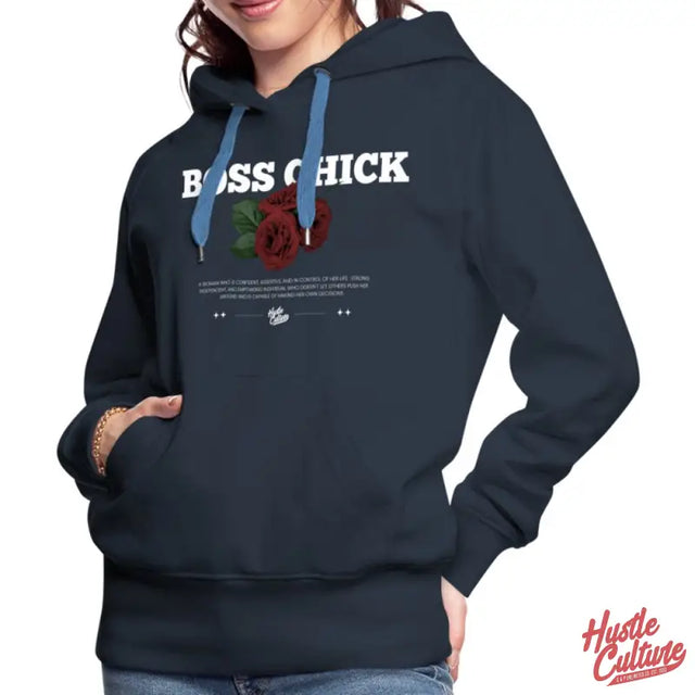 Empowerment Hoodie By Hustle Culture - Black Hoodie With Rose Design Worn By Boss Chick