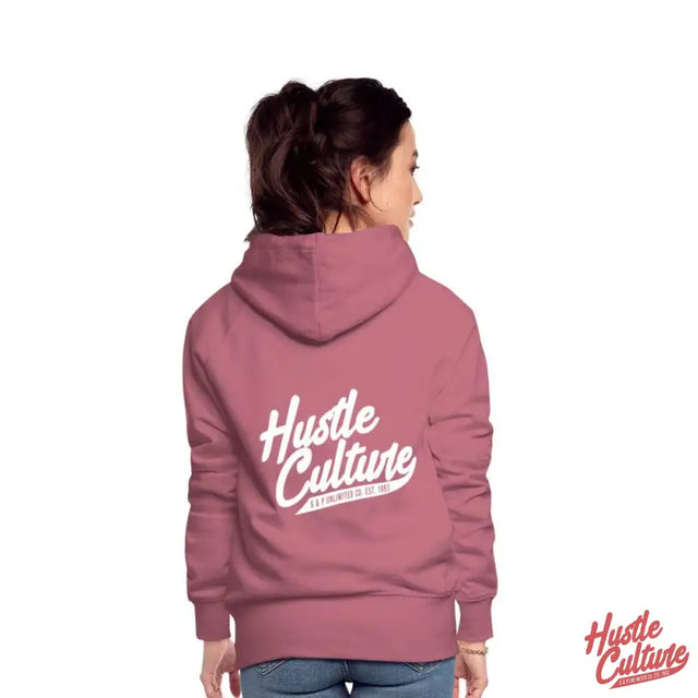 Empowerment Hoodie Featuring Woman In Pink Hoodie With Hustle Culture Logo