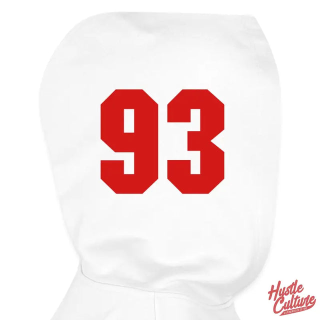 White Cropped Hoodie With Red Number, Part Of Empowerment Set: Hustle Culture Cropped Hoodie & Jogger