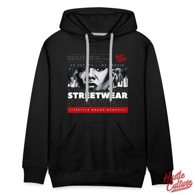 Fearless Ambition Hoodie With ’streetwear’ Text On Black Hoodie, Embodying Hustle Culture