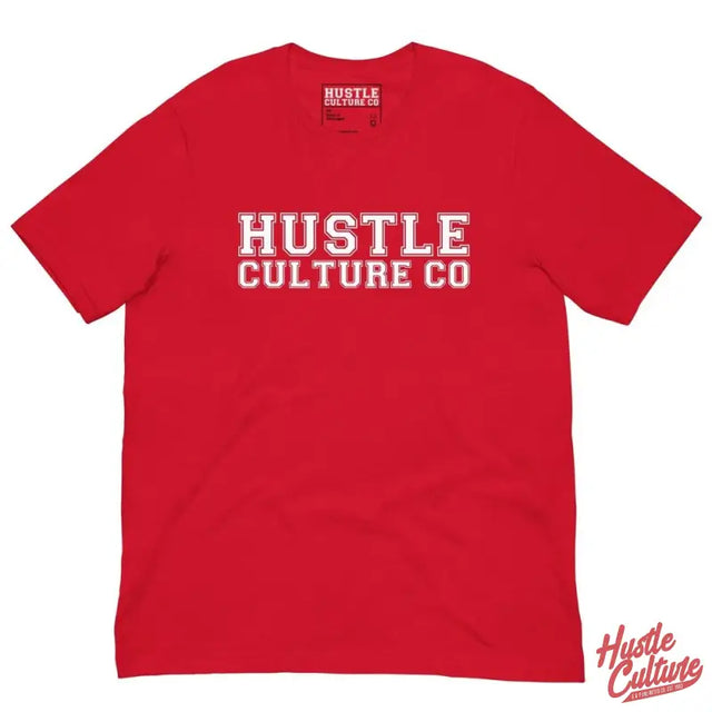 Red Heather Varsity T-shirt With Hustle Culture Co Logo