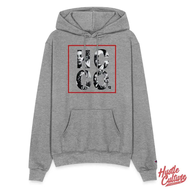 Hustle Culture Signature Hoodie With Hcco Logo On Grey Hoodie Featuring Two Men
