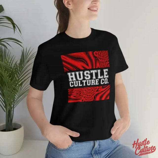 Lilianna Arroyo Streetwear Tee Featuring a Woman Wearing Black T-shirt With ’hustle Culture’ Design