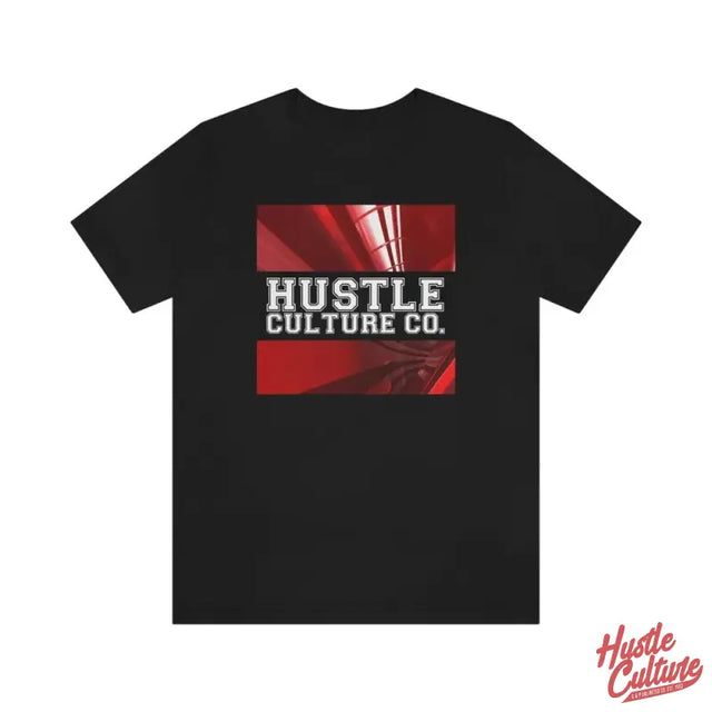 Black Hustle Culture Tee - Red Robotic Rebecca Enzyme-washed Comfort