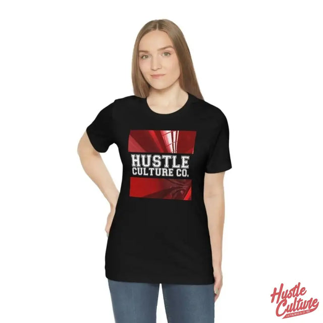 Woman In Black ’hustle’ T-shirt - Red Robotic Culture Tee By Rebecca Enzyme-washed Comfort
