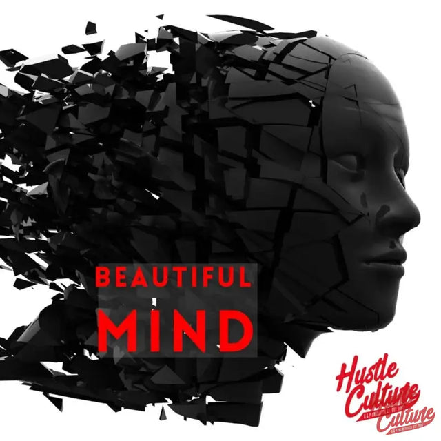 Reflective Melody For The Hustle Of Everyday Life: Black And White Image Of a Broken Head With ’beautiful Mind