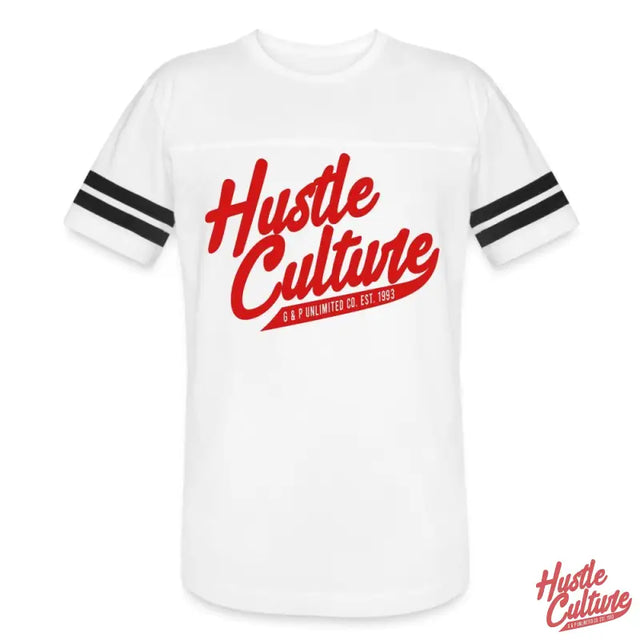 Vintage Style Refined Sport T-shirt With Red ’hustle Culture’ Lettering From Lat Apparel